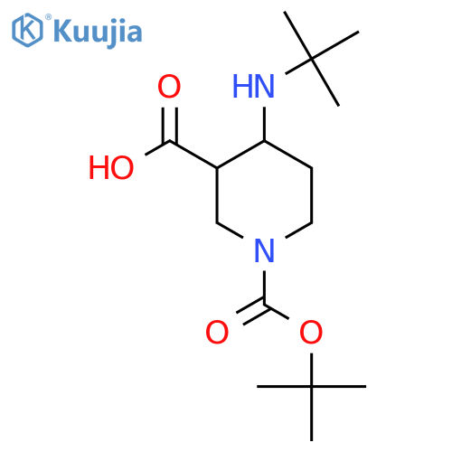 1-[(Tert-butoxy)carbonyl]-4-(tert-butylamino)piperidine-3-carboxylic acid structure