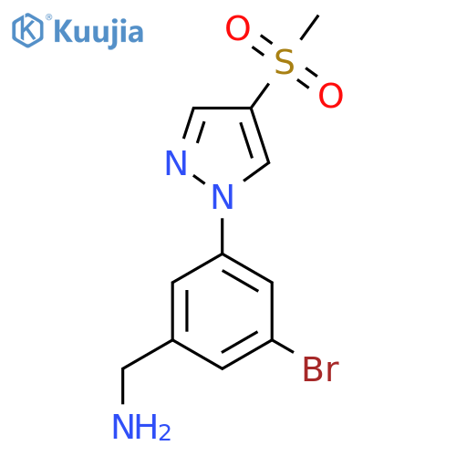 3-bromo-5-(4-methanesulfonyl-1H-pyrazol-1-yl)phenylmethanamine structure