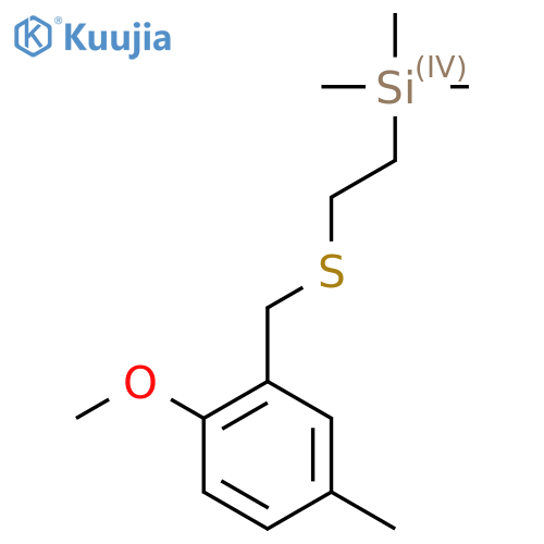 (2-{(2-methoxy-5-methylphenyl)methylsulfanyl}ethyl)trimethylsilane structure