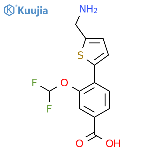 4-5-(aminomethyl)thiophen-2-yl-3-(difluoromethoxy)benzoic acid structure