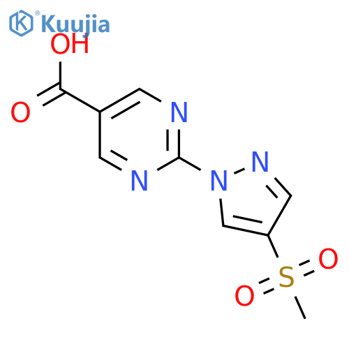 2-(4-methanesulfonyl-1H-pyrazol-1-yl)pyrimidine-5-carboxylic acid structure