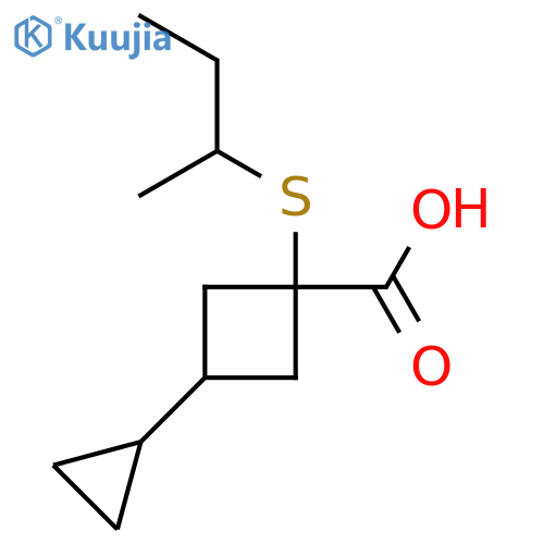 1-(butan-2-ylsulfanyl)-3-cyclopropylcyclobutane-1-carboxylic acid structure