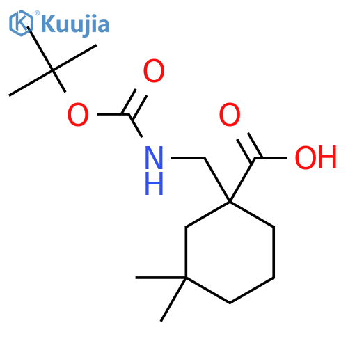 1-({(tert-butoxy)carbonylamino}methyl)-3,3-dimethylcyclohexane-1-carboxylic acid structure