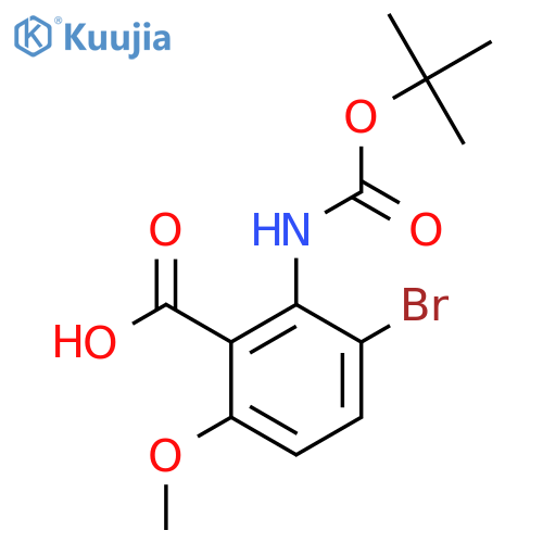 3-bromo-2-{(tert-butoxy)carbonylamino}-6-methoxybenzoic acid structure