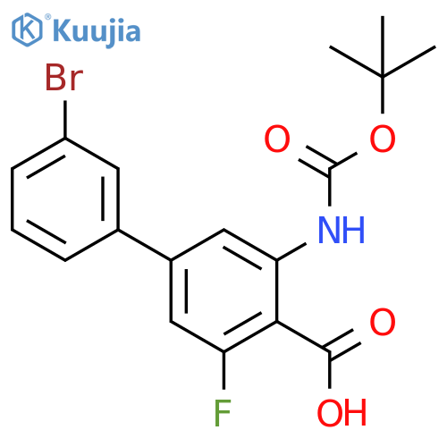 4-(3-bromophenyl)-2-{(tert-butoxy)carbonylamino}-6-fluorobenzoic acid structure