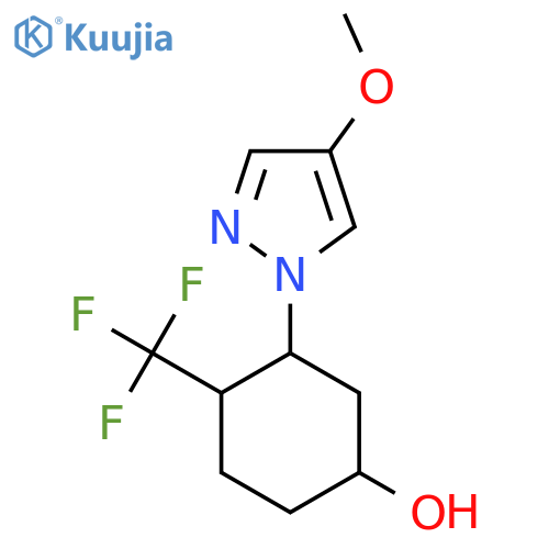 3-(4-methoxy-1H-pyrazol-1-yl)-4-(trifluoromethyl)cyclohexan-1-ol structure