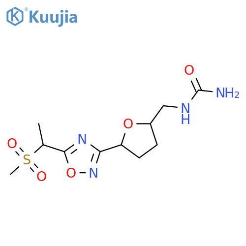 ({5-[5-(1-Methanesulfonylethyl)-1,2,4-oxadiazol-3-yl]oxolan-2-yl}methyl)urea structure