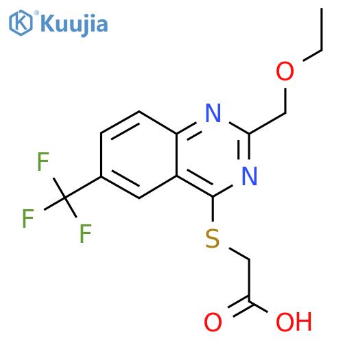 2-{[2-(Ethoxymethyl)-6-(trifluoromethyl)quinazolin-4-yl]sulfanyl}acetic acid structure
