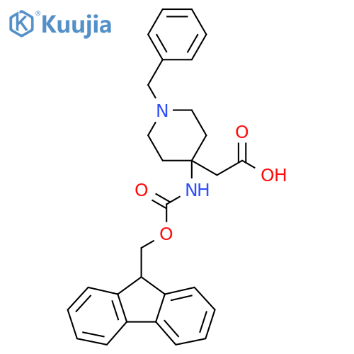 2-[1-benzyl-4-({[(9H-fluoren-9-yl)methoxy]carbonyl}amino)piperidin-4-yl]acetic acid structure