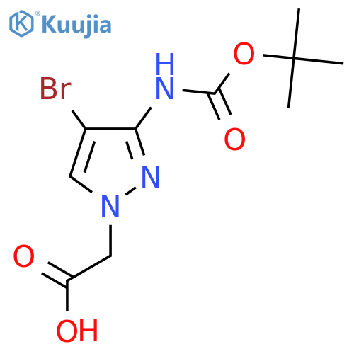 2-(4-bromo-3-{(tert-butoxy)carbonylamino}-1H-pyrazol-1-yl)acetic acid structure