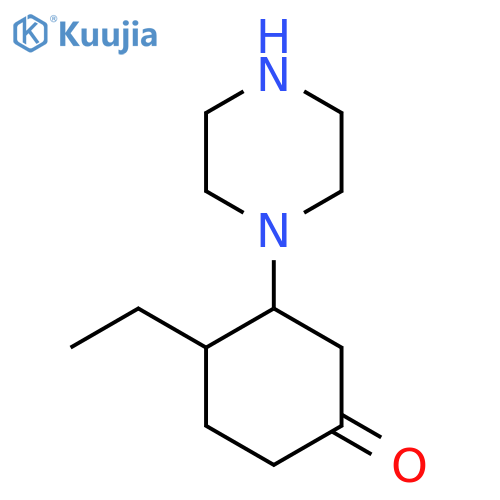 4-Ethyl-3-(piperazin-1-yl)cyclohexan-1-one structure