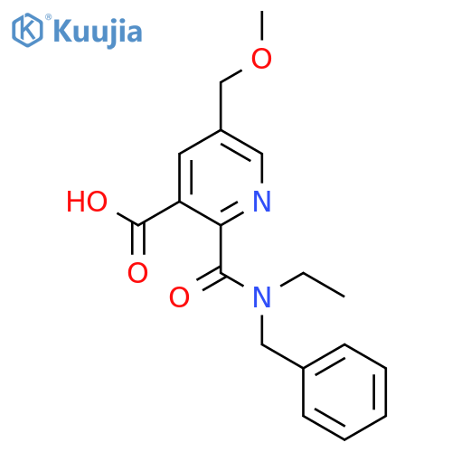 2-benzyl(ethyl)carbamoyl-5-(methoxymethyl)pyridine-3-carboxylic acid structure