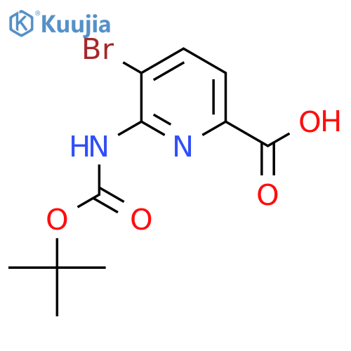 5-bromo-6-{(tert-butoxy)carbonylamino}pyridine-2-carboxylic acid structure