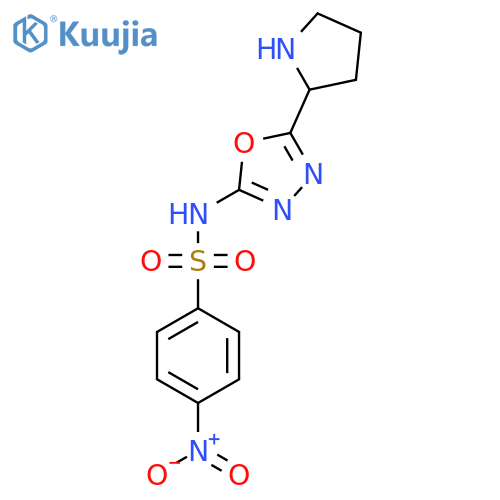 4-nitro-N-[5-(pyrrolidin-2-yl)-1,3,4-oxadiazol-2-yl]benzene-1-sulfonamide structure