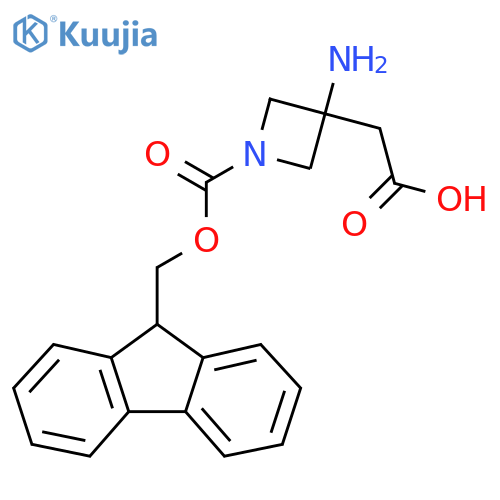 2-(3-amino-1-{(9H-fluoren-9-yl)methoxycarbonyl}azetidin-3-yl)acetic acid structure