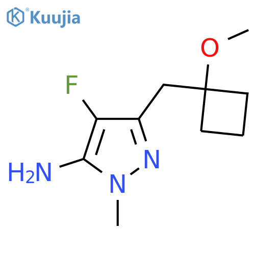 4-fluoro-3-(1-methoxycyclobutyl)methyl-1-methyl-1H-pyrazol-5-amine structure