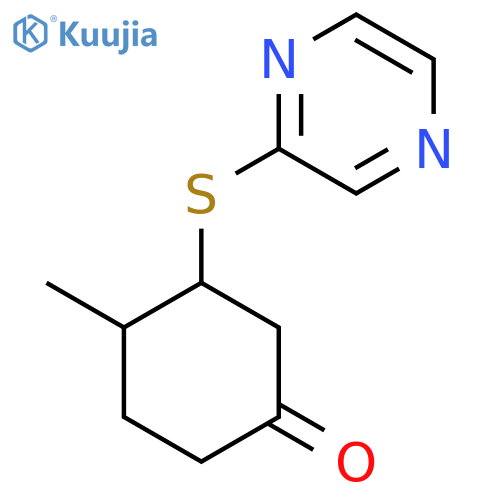 4-Methyl-3-(pyrazin-2-ylsulfanyl)cyclohexan-1-one structure