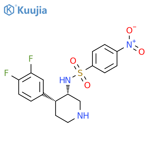 rac-N-[(3R,4S)-4-(3,4-difluorophenyl)piperidin-3-yl]-4-nitrobenzene-1-sulfonamide structure