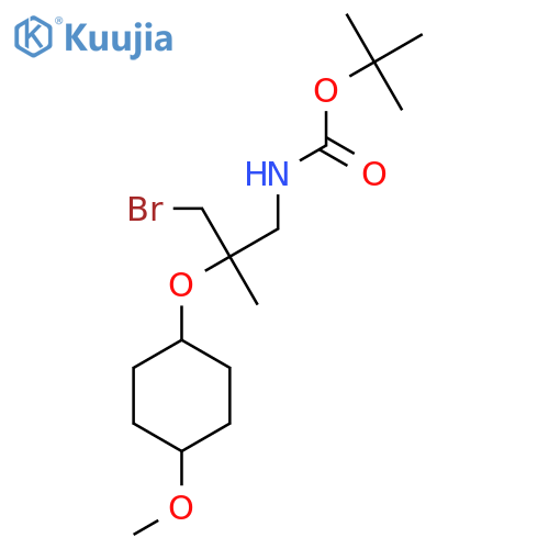 tert-butyl N-{3-bromo-2-(4-methoxycyclohexyl)oxy-2-methylpropyl}carbamate structure