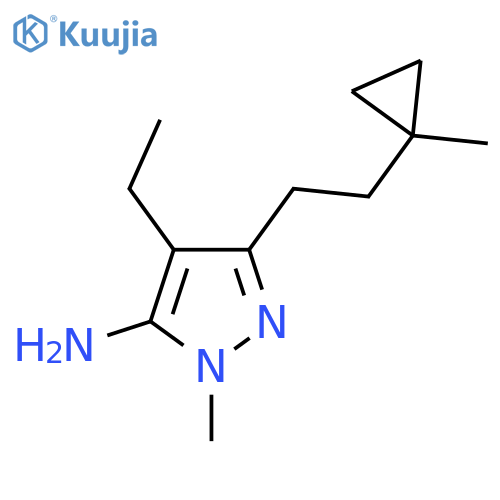 4-ethyl-1-methyl-3-[2-(1-methylcyclopropyl)ethyl]-1H-pyrazol-5-amine structure