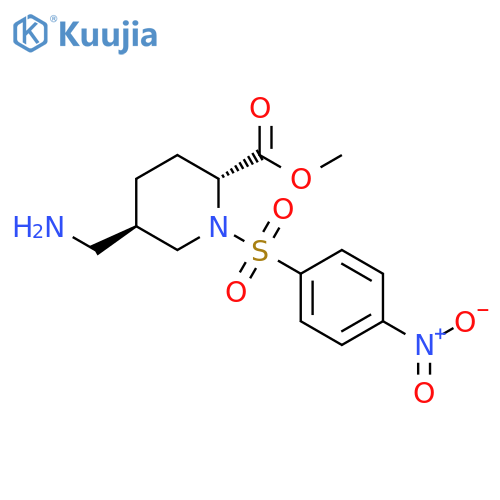 rel-Methyl (2R,5R)-5-(aminomethyl)-1-[(4-nitrophenyl)sulfonyl]-2-piperidinecarboxylate structure