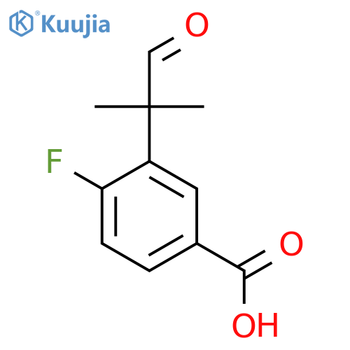 4-fluoro-3-(2-methyl-1-oxopropan-2-yl)benzoic acid structure
