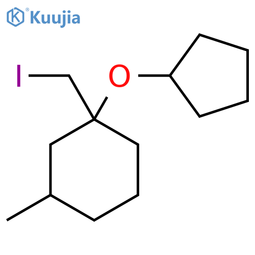 1-(cyclopentyloxy)-1-(iodomethyl)-3-methylcyclohexane structure