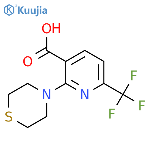 2-(thiomorpholin-4-yl)-6-(trifluoromethyl)pyridine-3-carboxylic acid structure