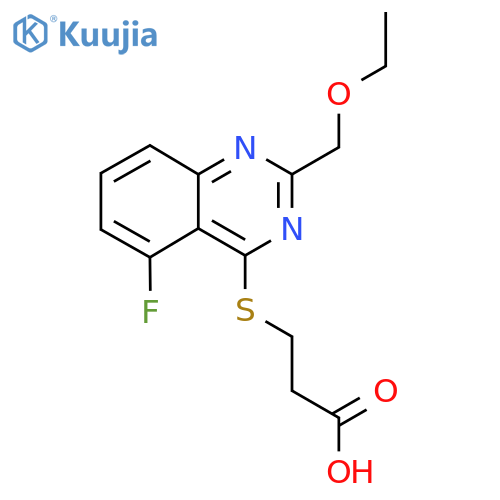 3-{[2-(Ethoxymethyl)-5-fluoroquinazolin-4-yl]sulfanyl}propanoic acid structure