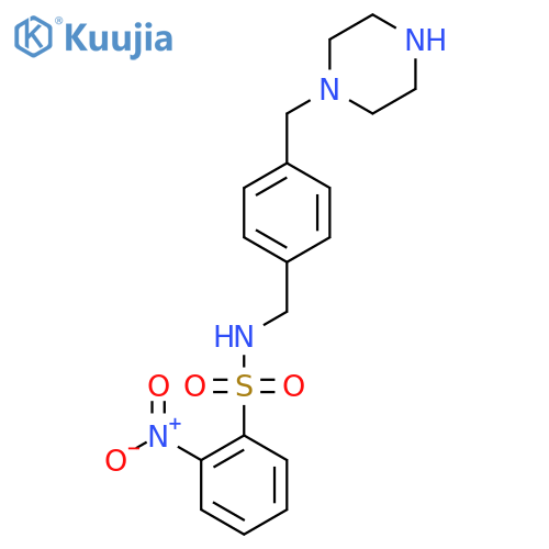 2-nitro-N-({4-[(piperazin-1-yl)methyl]phenyl}methyl)benzene-1-sulfonamide structure
