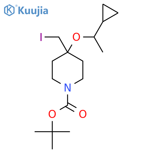 tert-butyl 4-(1-cyclopropylethoxy)-4-(iodomethyl)piperidine-1-carboxylate structure
