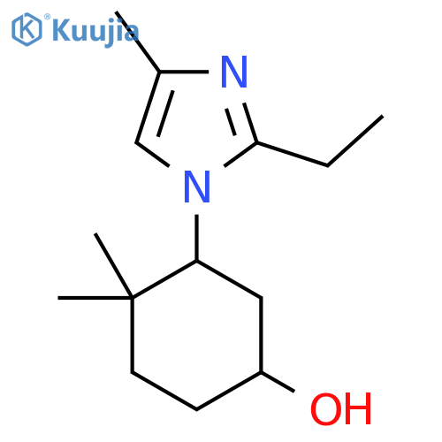 3-(2-ethyl-4-methyl-1H-imidazol-1-yl)-4,4-dimethylcyclohexan-1-ol structure