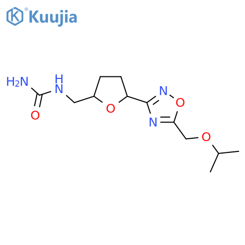 [(5-{5-[(Propan-2-yloxy)methyl]-1,2,4-oxadiazol-3-yl}oxolan-2-yl)methyl]urea structure