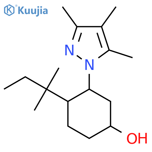4-(2-methylbutan-2-yl)-3-(trimethyl-1H-pyrazol-1-yl)cyclohexan-1-ol structure