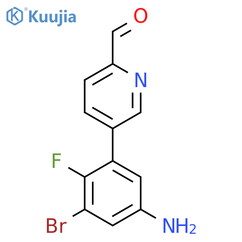 5-(5-amino-3-bromo-2-fluorophenyl)pyridine-2-carbaldehyde structure