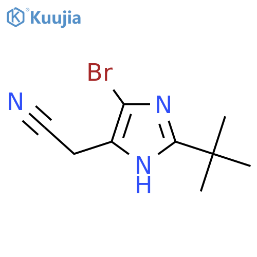 2-(4-bromo-2-tert-butyl-1H-imidazol-5-yl)acetonitrile structure