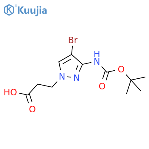 3-(4-bromo-3-{(tert-butoxy)carbonylamino}-1H-pyrazol-1-yl)propanoic acid structure