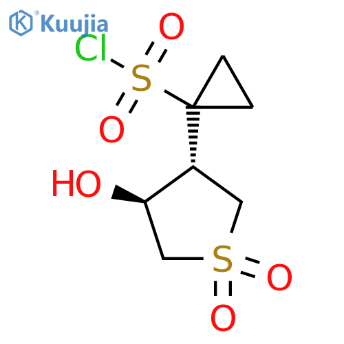 rac-1-(3R,4R)-4-hydroxy-1,1-dioxo-1lambda6-thiolan-3-ylcyclopropane-1-sulfonyl chloride structure