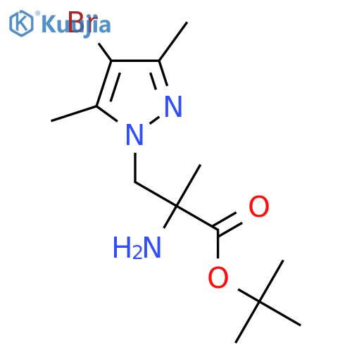tert-butyl 2-amino-3-(4-bromo-3,5-dimethyl-1H-pyrazol-1-yl)-2-methylpropanoate structure
