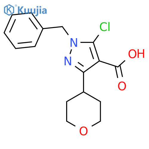 1-benzyl-5-chloro-3-(oxan-4-yl)-1H-pyrazole-4-carboxylic acid structure