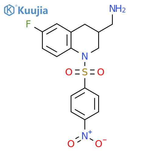 1-[6-Fluoro-1-(4-nitrobenzenesulfonyl)-1,2,3,4-tetrahydroquinolin-3-yl]methanamine structure