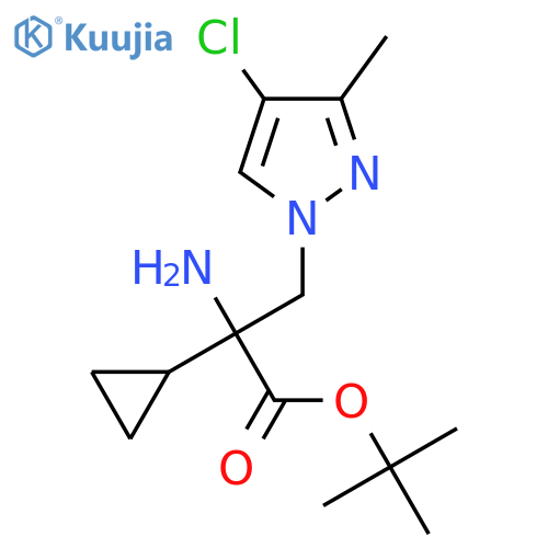 tert-butyl 2-amino-3-(4-chloro-3-methyl-1H-pyrazol-1-yl)-2-cyclopropylpropanoate structure