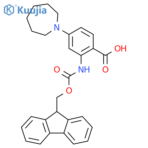4-(azepan-1-yl)-2-({[(9H-fluoren-9-yl)methoxy]carbonyl}amino)benzoic acid structure