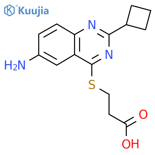 3-[(6-Amino-2-cyclobutylquinazolin-4-yl)sulfanyl]propanoic acid structure