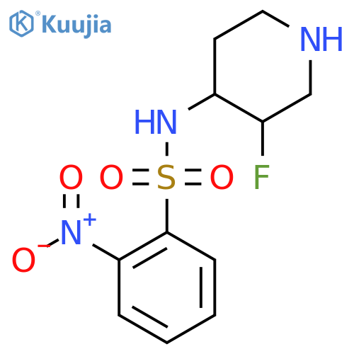 N-(3-fluoropiperidin-4-yl)-2-nitrobenzene-1-sulfonamide structure