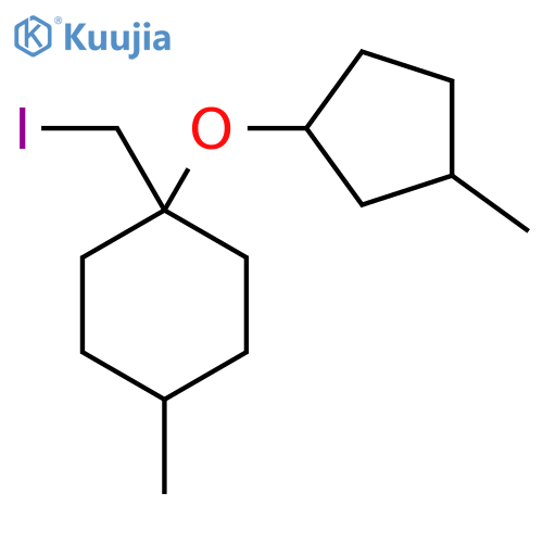 1-(iodomethyl)-4-methyl-1-(3-methylcyclopentyl)oxycyclohexane structure