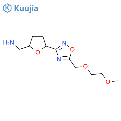 (5-{5-[(2-Methoxyethoxy)methyl]-1,2,4-oxadiazol-3-yl}oxolan-2-yl)methanamine structure