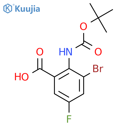 3-bromo-2-{(tert-butoxy)carbonylamino}-5-fluorobenzoic acid structure