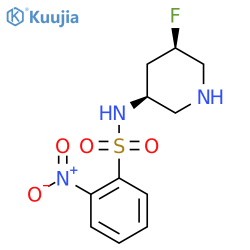 rac-N-(3R,5S)-5-fluoropiperidin-3-yl-2-nitrobenzene-1-sulfonamide structure