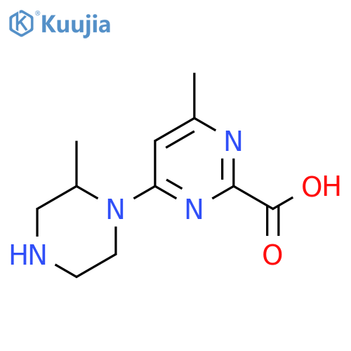 4-Methyl-6-(2-methylpiperazin-1-yl)pyrimidine-2-carboxylic acid structure